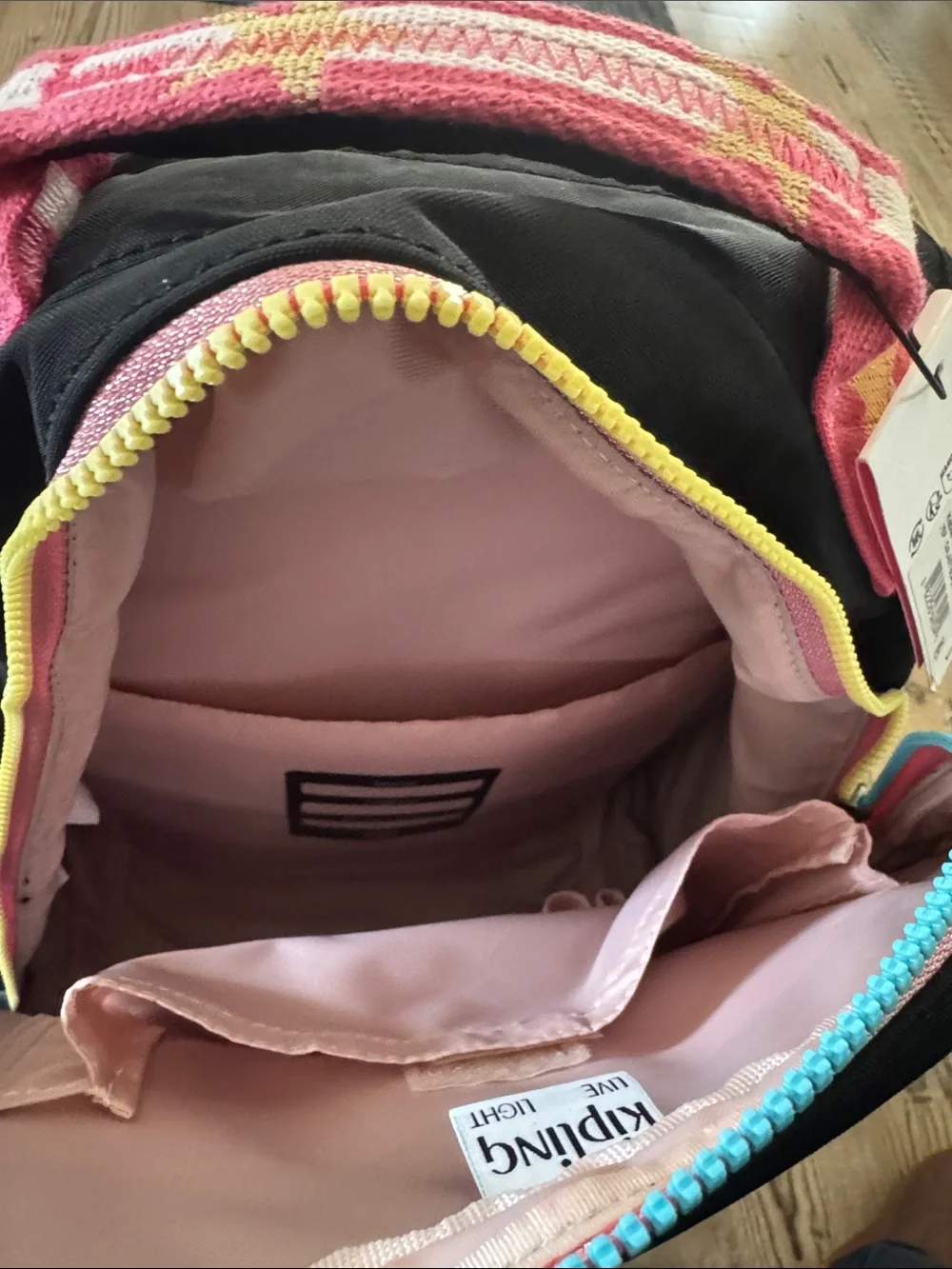Kipling❤️🔥 Mese Rolling Backpack Black Rolling Suitcase Rainbow Zipper Accents